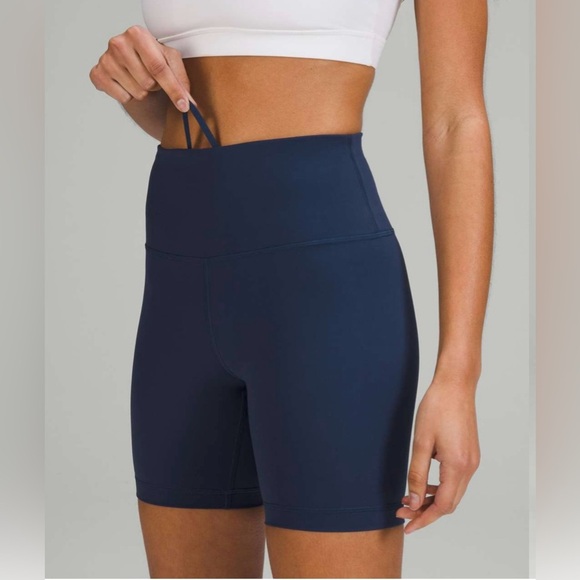 NEW! Lululemon Wunder Train High-Rise Biker Shorts 6” Mineral Blue Sz 4 Retired - Picture 5 of 8